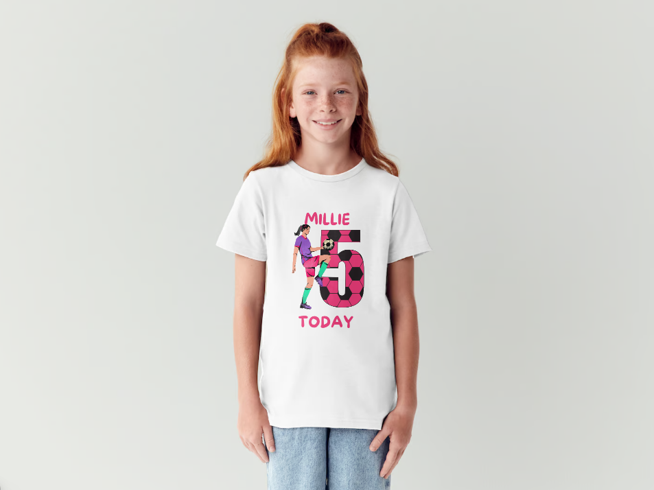 Girls Custom Football Birthday T Shirt