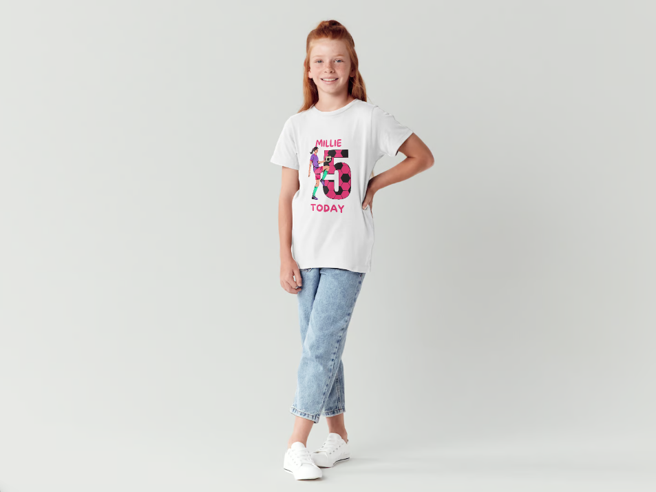 Girls Custom Football Birthday T Shirt