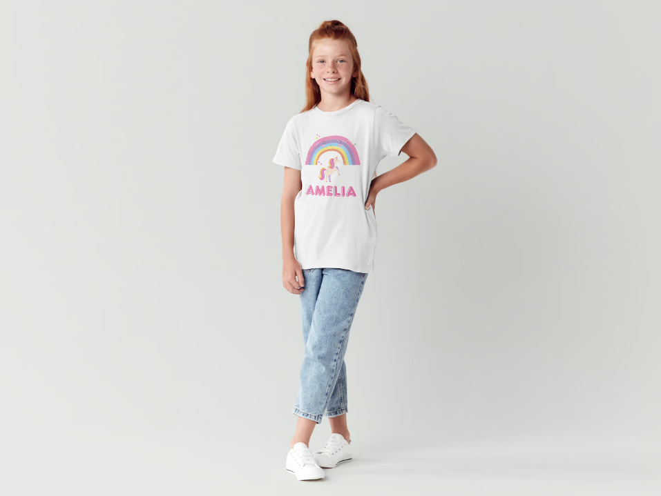 Magical Unicorn & Rainbow Personalised T-Shirt