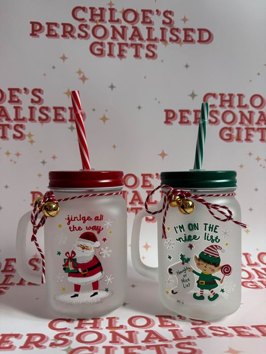 Personalised frosted glass christmas cups