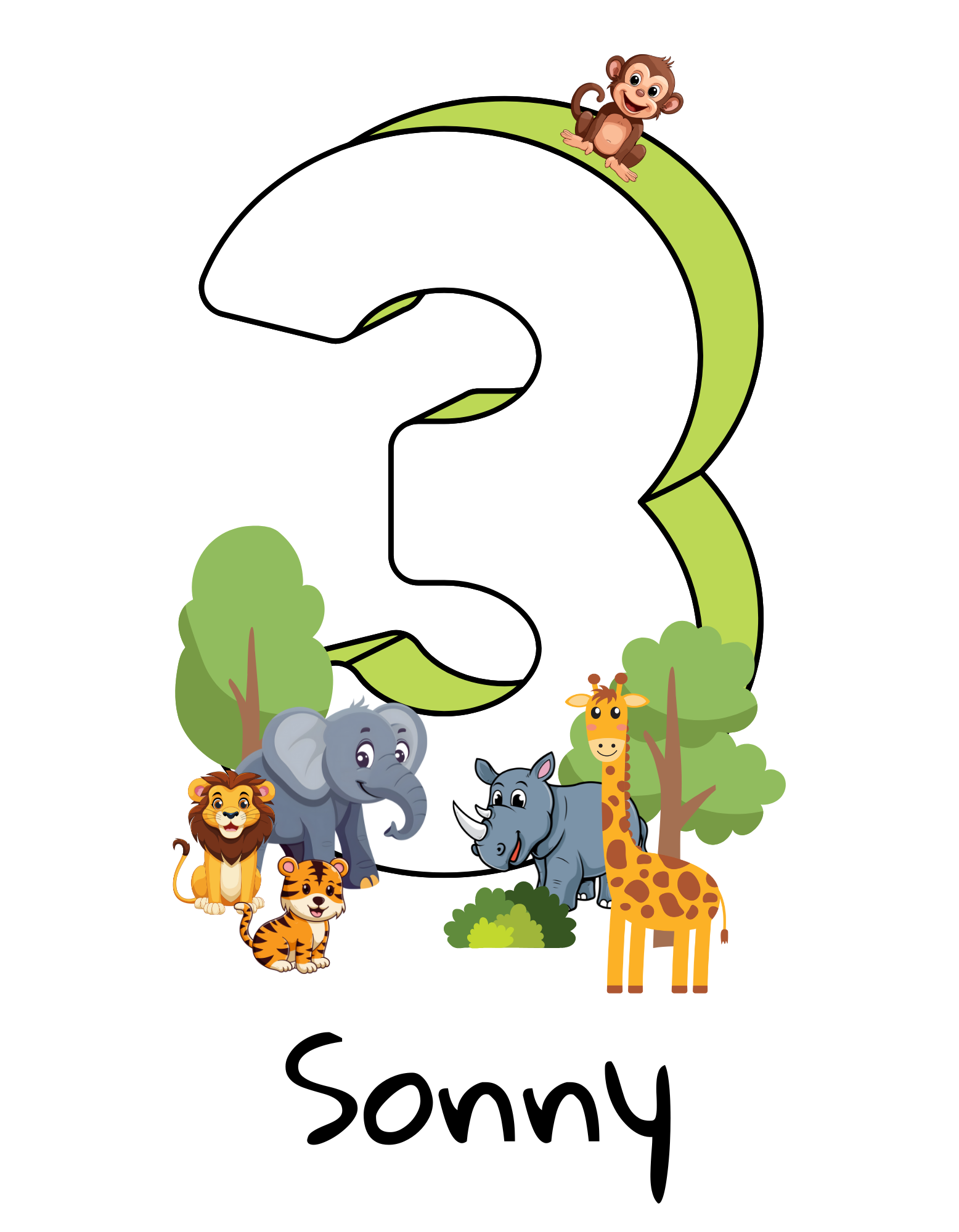 Custom Birthday T Shirt - Jungle Animals