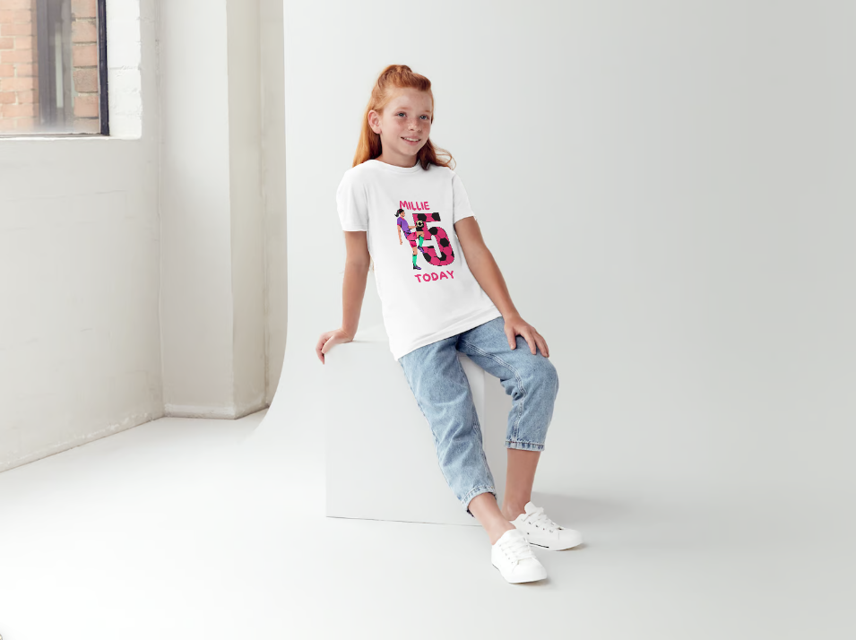 Girls Custom Football Birthday T Shirt