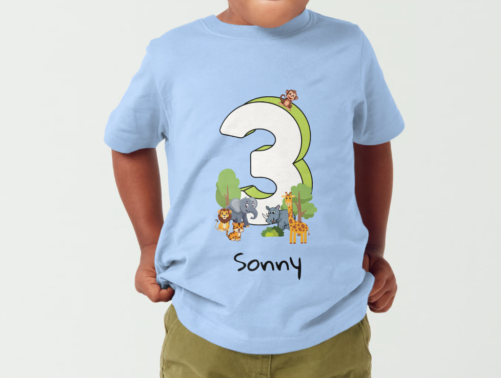 Custom Birthday T Shirt - Jungle Animals