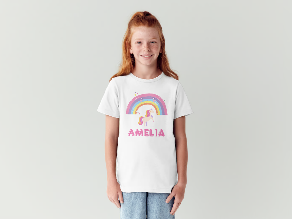 Magical Unicorn & Rainbow Personalised T-Shirt