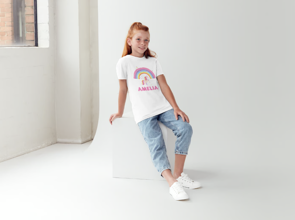 Magical Unicorn & Rainbow Personalised T-Shirt